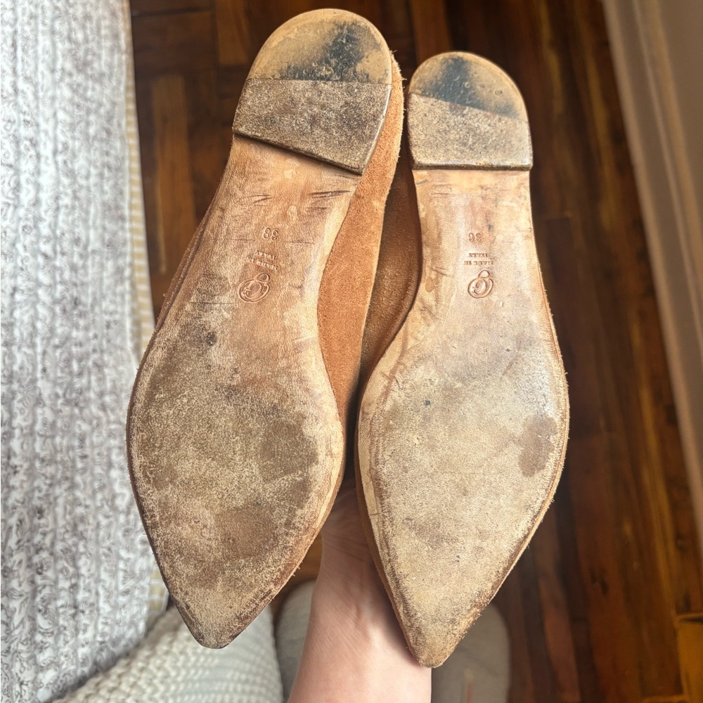 M.Gemi The Stellato Women Loafers Tan/Salmon Suede Pointed Toe Slip On Shoes - Picture 2 of 7